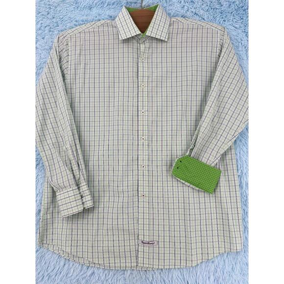English Laundry by Christopher Wicks Button Up Shirt 17 1/2 34/35 Plaid Green - Picture 1 of 15